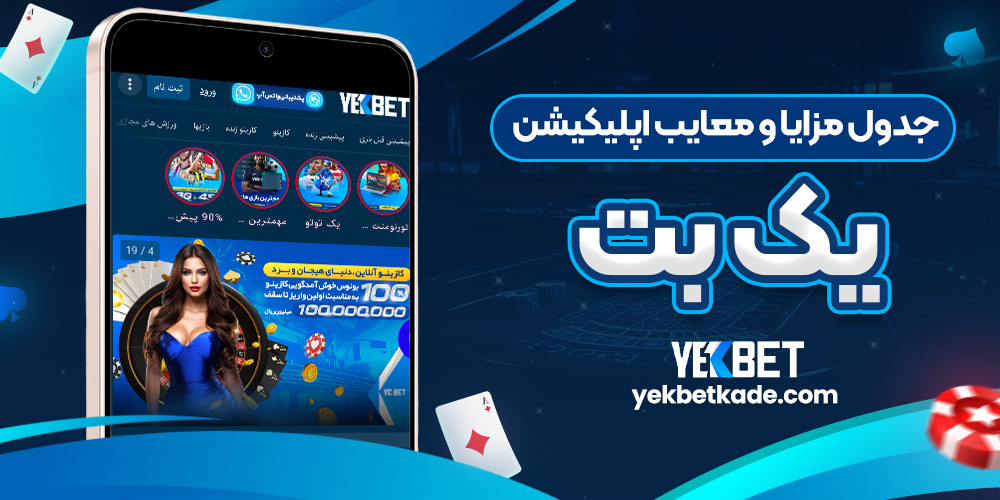 جدول مزایا و معایب اپلیکیشن یک بت